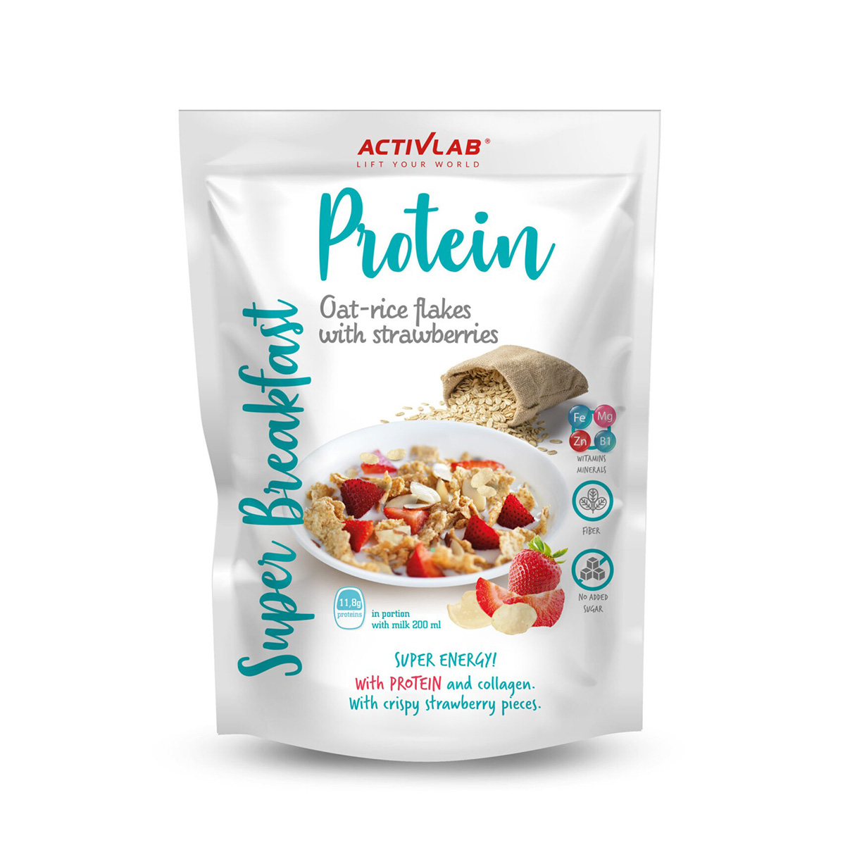 ActivLab Super Protein Breakfast ovesné a rýžové vločky s jahodami 300 g