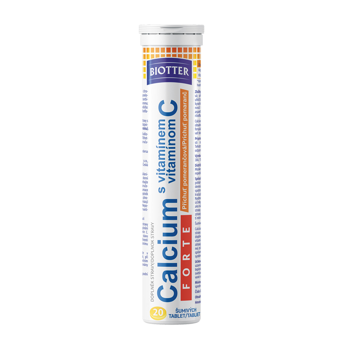Biotter Calcium s vitamínem C FORTE 20 ks šumivých tablet pomeranč